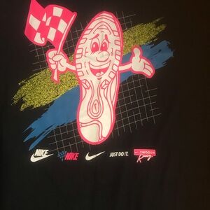 Nike Black Tee with Pink and Blue Graphic